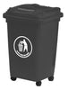 50 litre grey plastic wheelie bin with 4 wheels and tidy man logo