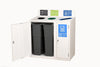 3 Bay Recycling Bin with Black, Green and Blue Aperture for Recycling with Door Open