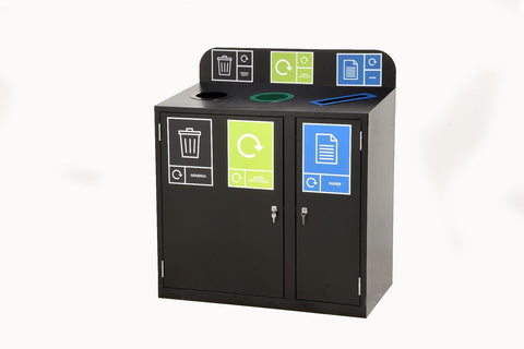 Zeus 3 Bay Recycling Station - 3 x 80  Litre Compartments