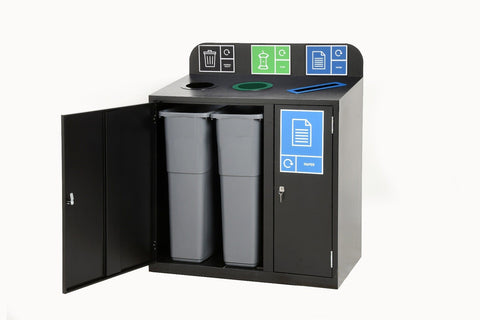 Zeus 3 Bay Recycling Station - 3 x 80  Litre Compartments
