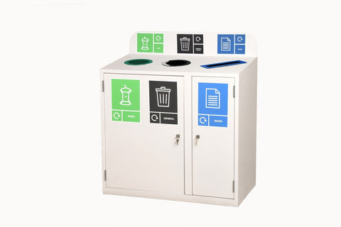 Zeus 3 Bay Recycling Station - 3 x 80  Litre Compartments