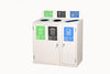 3 Bay recycling station in white with open apertures and slot aperture
